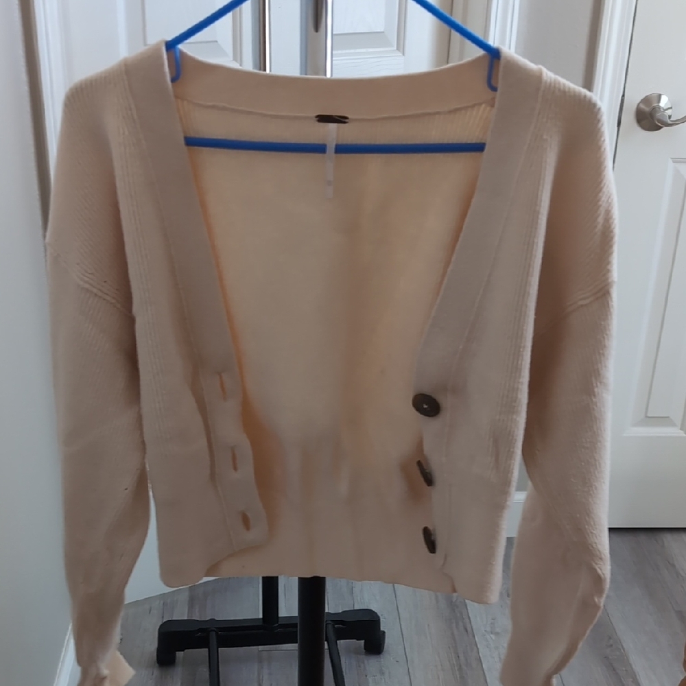 Free People Cream Cardigan Sweater
